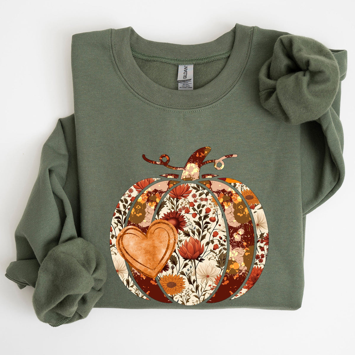 Pumpkin Heart Love Thanksgiving Fall Autumn Halloween Floral Flower Seasonal Sweatshirt
