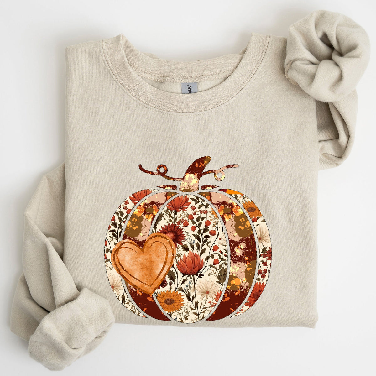 Pumpkin Heart Love Thanksgiving Fall Autumn Halloween Floral Flower Seasonal Sweatshirt