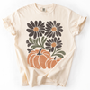 Pumpkins And Flowers Watercolor Allover Print Halloween Autumn Comfort Colors Tee