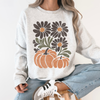 Pumpkins and Flowers Watercolor Autumn Florals Sunflowers Cozy Seasonal Print Sweatshirt