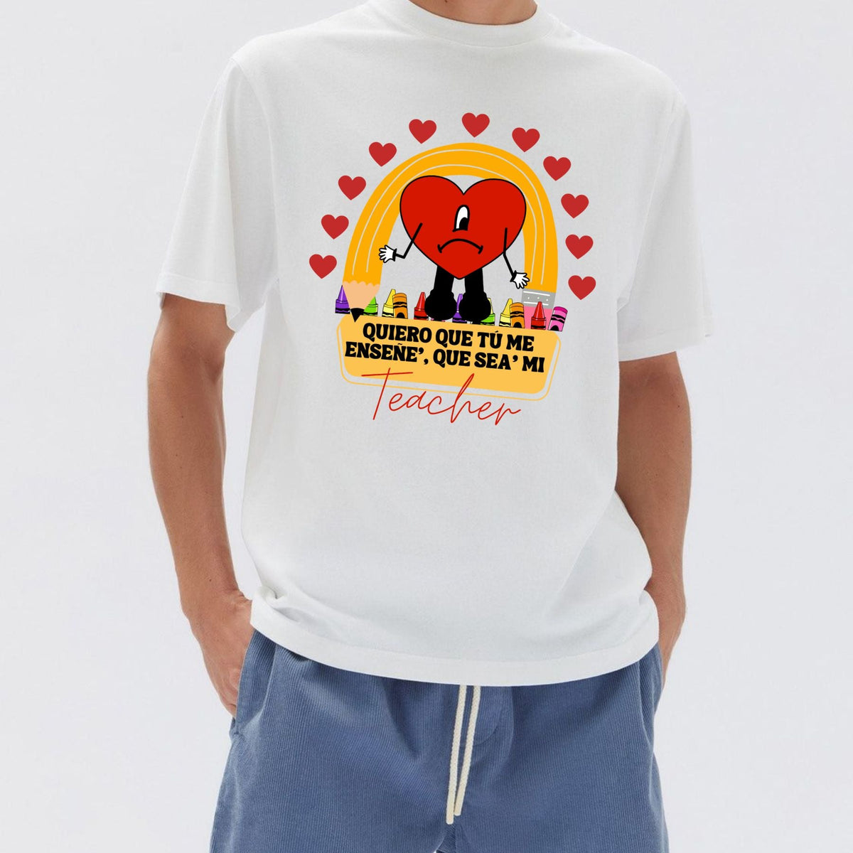 "Quiero Que Seas Mi Teacher" Camiseta Unisex - Regalo Lindo para Profesores, T-shirt con Frase en Español