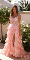 Nox Anabel R1299 Long Off the Shoulder Tiered Skirt A-Line Formal Gown
