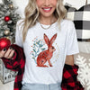 Rabbit Folk Art Scandinavian Winter Christmas Illustration With Cozy Nordic Charm Graphic Tee