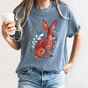 Rabbit Folk Art Inspired Scandinavian Winter Christmas Scene Art Comfort Colors Tee
