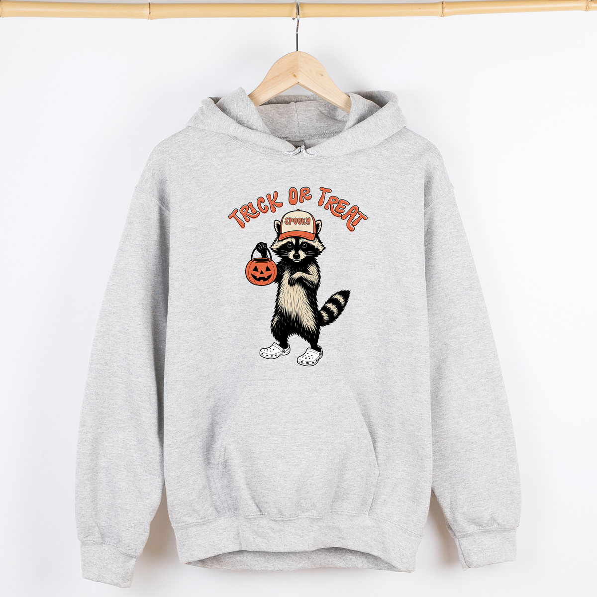 Raccoon Trick Or Treat Halloween Mischief Spooky Costume Night Meme Vintage Print Graphic Hoodie
