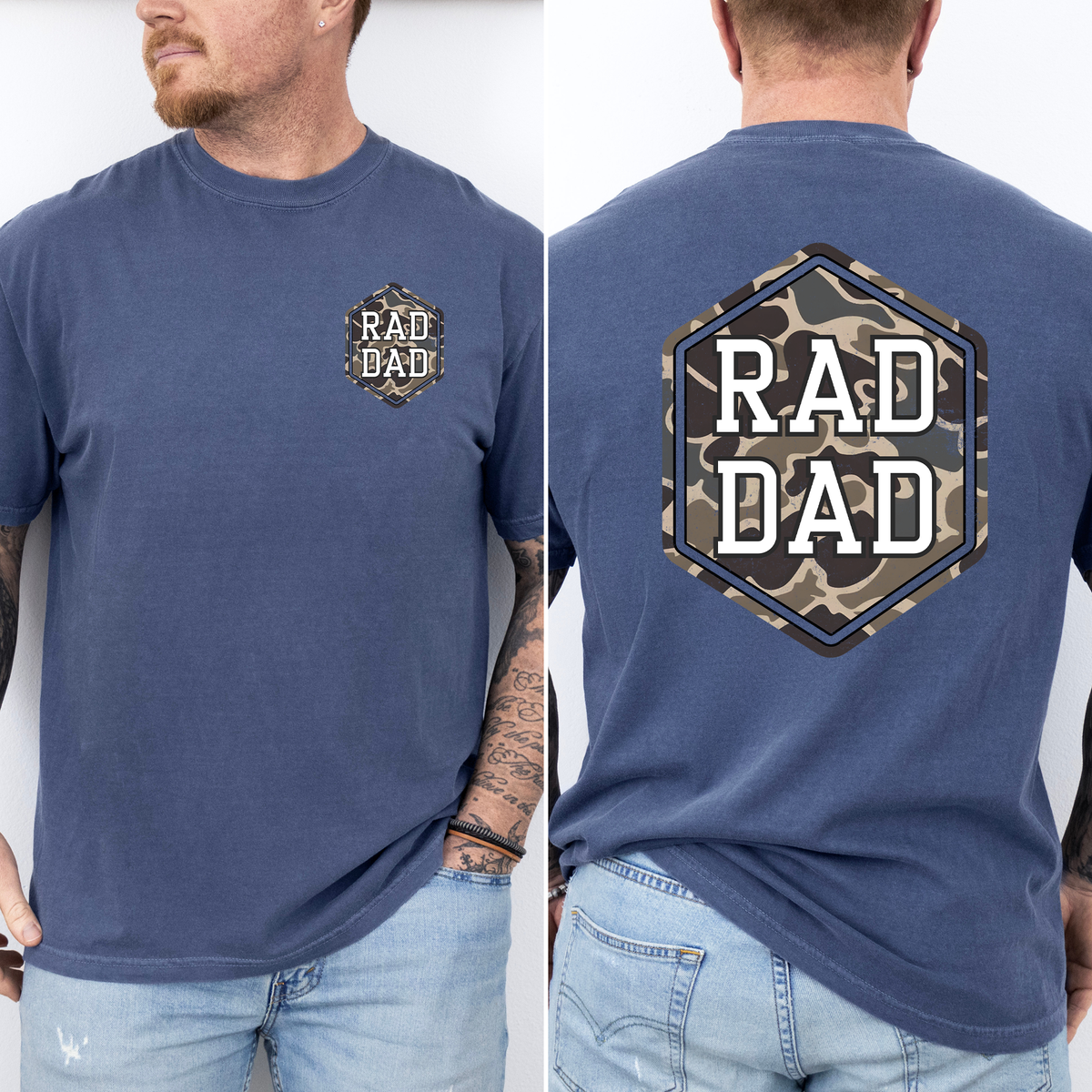 Rad Dad Camouflage Camo Pattern Bold Retro Dad Style Old School Graphic Comfort Colors Tee