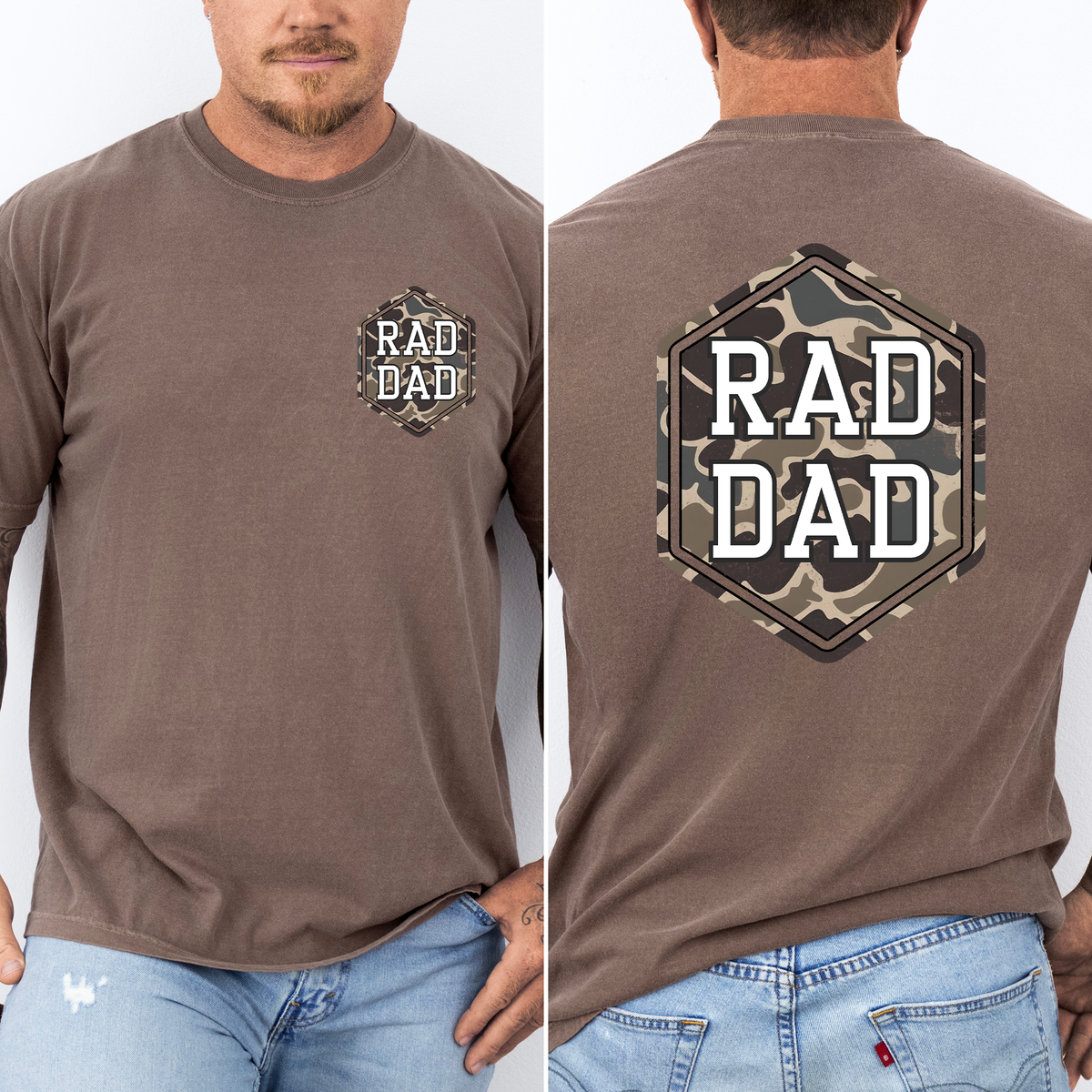 Rad Dad Camouflage Camo Pattern Bold Retro Dad Style Old School Graphic Comfort Colors Tee