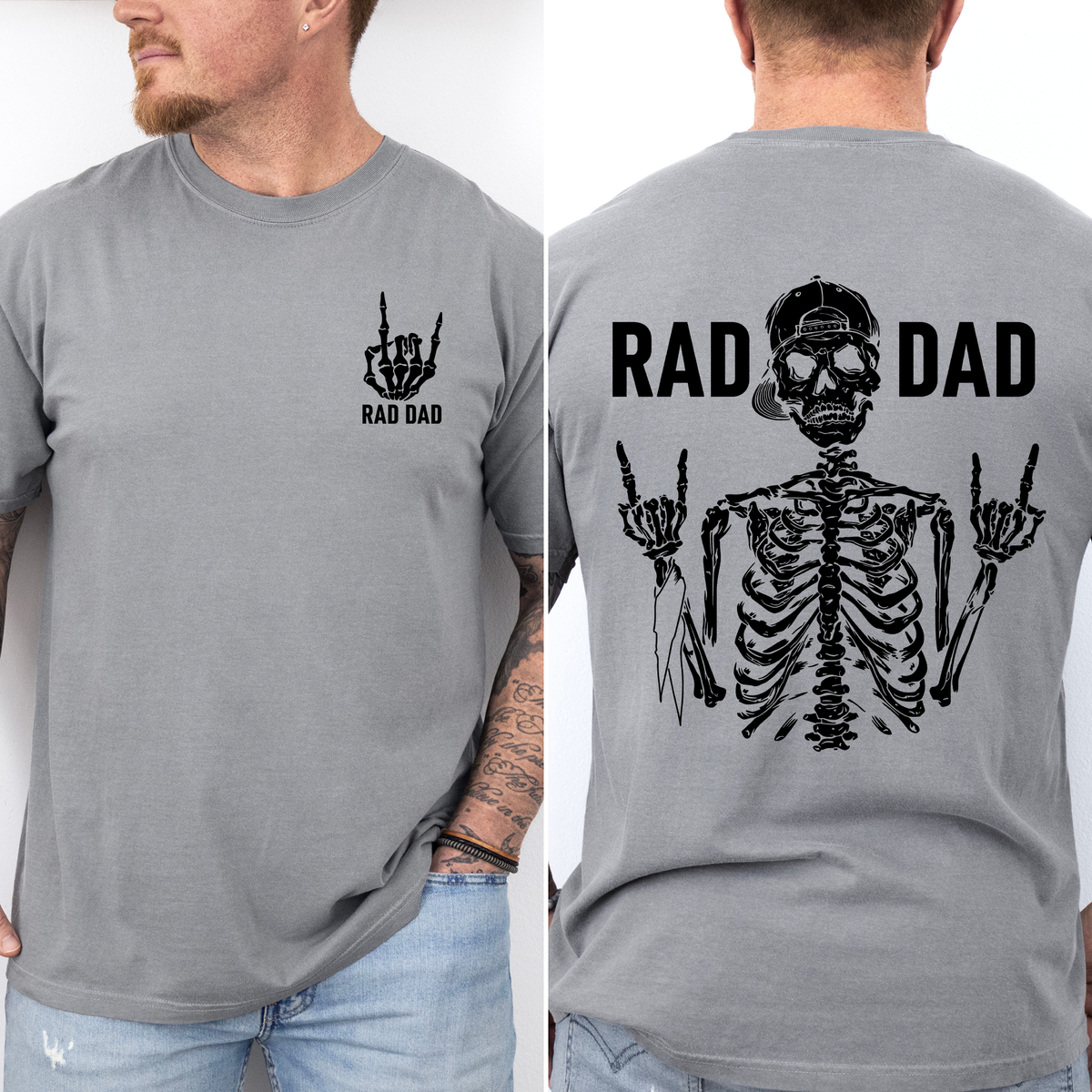 Rad Dad Skeleton Father's Day Edition Bold Skeleton Art For Dads Husbands And Brothers Comfort Colors Tee