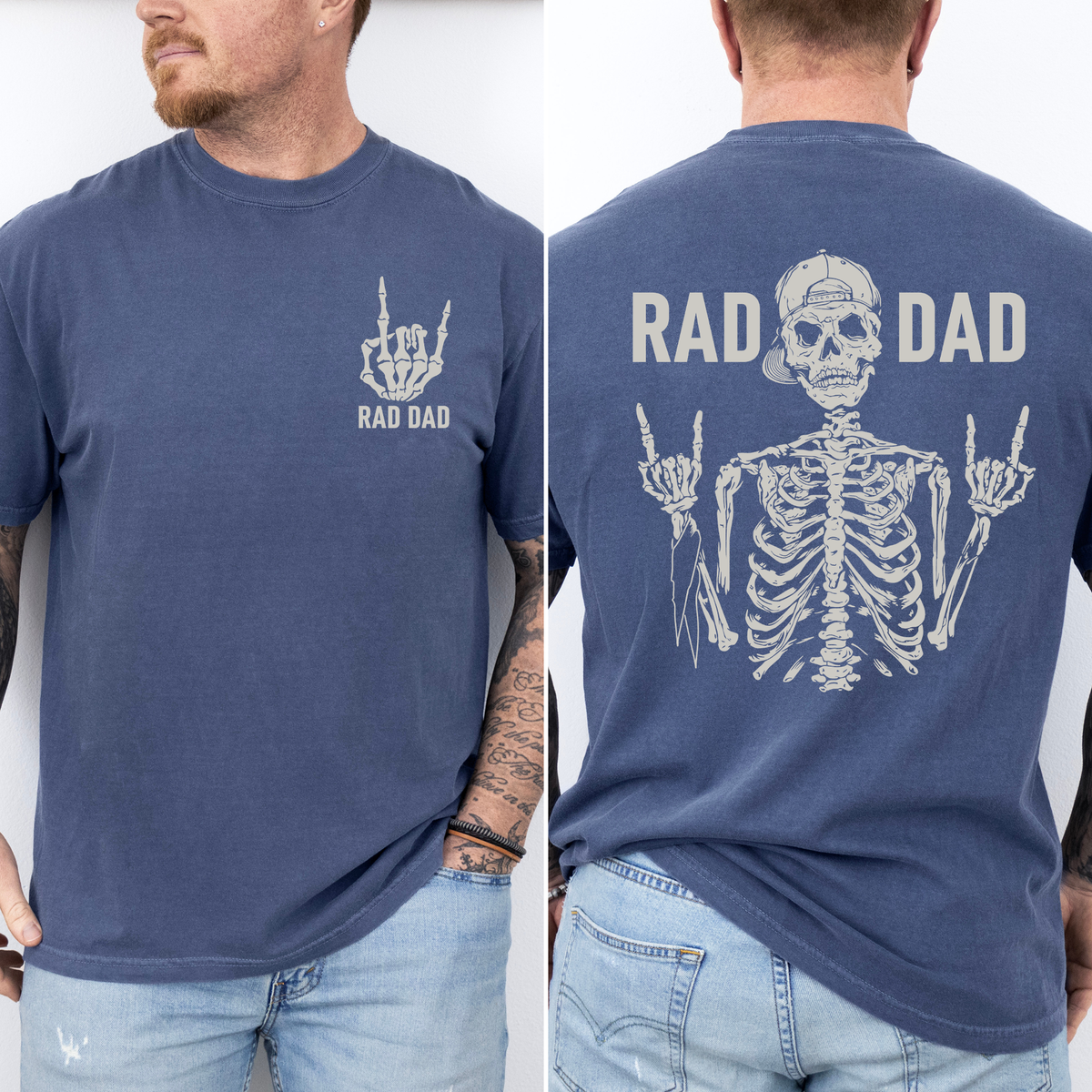 Rad Dad Skeleton Father's Day Edition Bold Skeleton Art For Dads Husbands And Brothers Comfort Colors Tee