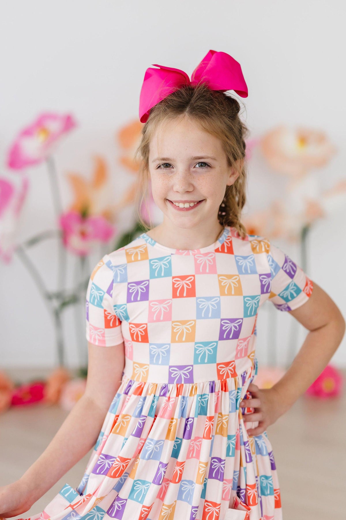 SALE Rainbow Ribbons S/S Pocket Twirl Dress