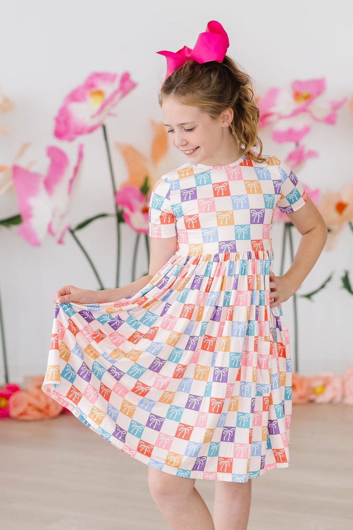 SALE Rainbow Ribbons S/S Pocket Twirl Dress