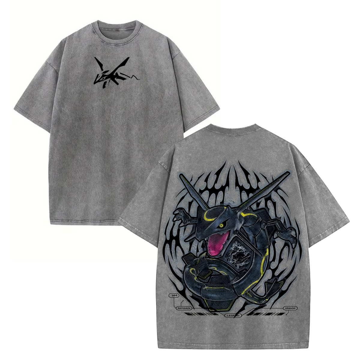 Rayquaza Anime Tee – Vintage Oversized Acid Wash Heavyweight Cotton Shirt