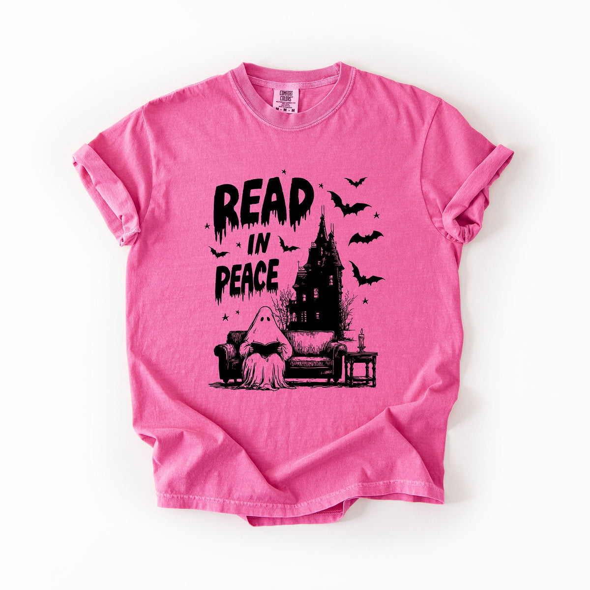 Read In Peace Ghost Haunted Halloween Spooky Bookish Library BookTok Comfort Colors Tee