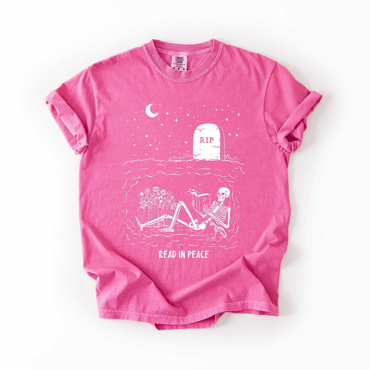 Read In Peace Skeleton RIP Halloween Booktok Bookish Library Edition Comfort Colors Tee