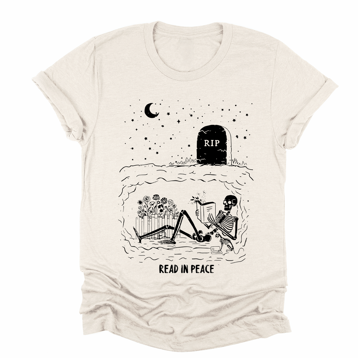 Read In Peace Skeleton RIP Halloween BookTok Library Bookish Edition Graphic Tee