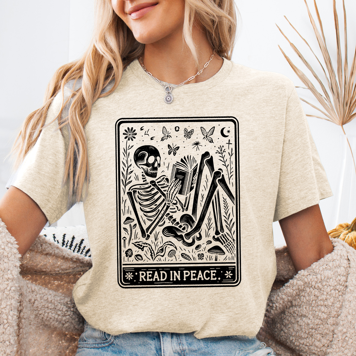Read In Peace Tarot Skeleton Halloween Booktok Library Bookish Collector Edition Graphic Tee
