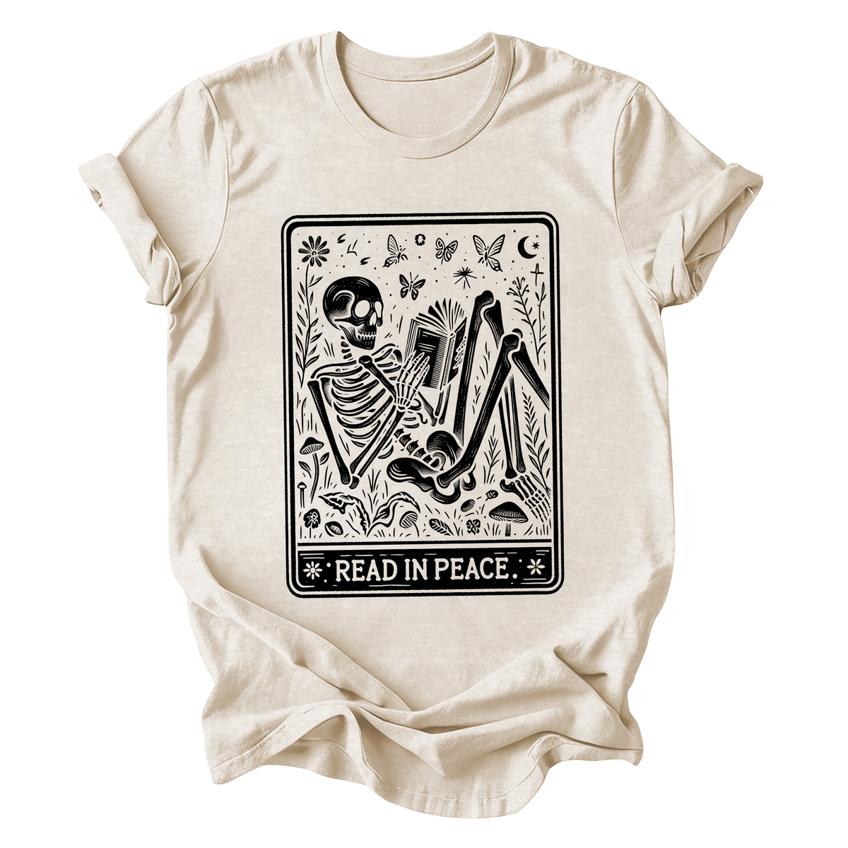 Read In Peace Tarot Skeleton Halloween Booktok Library Bookish Collector Edition Graphic Tee