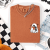 Reading Ghost Cat Funny Halloween Book Library Pocket Edition Comfort Colors Tee