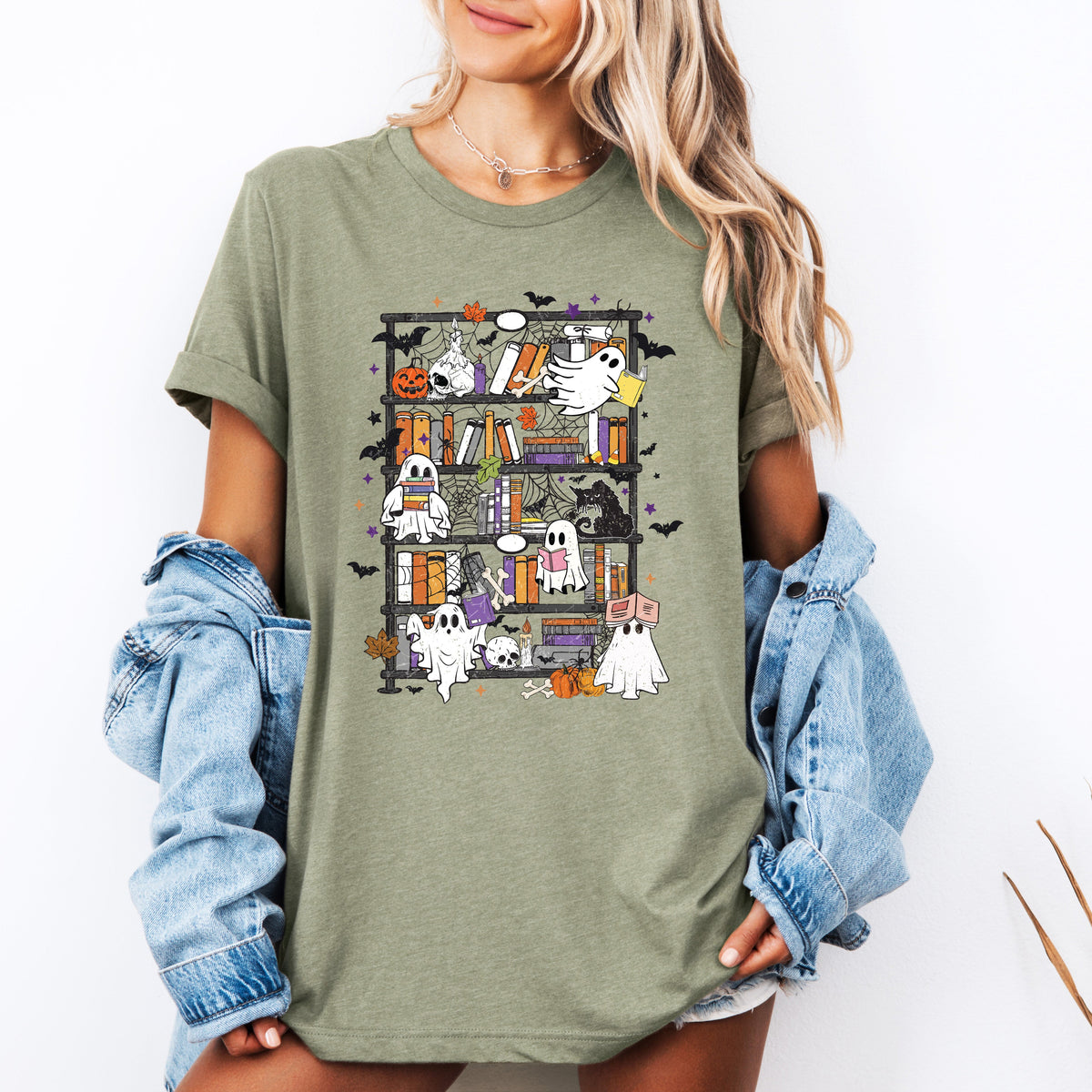 Reading Ghosts Bookish Library Spooky Halloween BookTok Lovers Limited Edition Graphic Tee