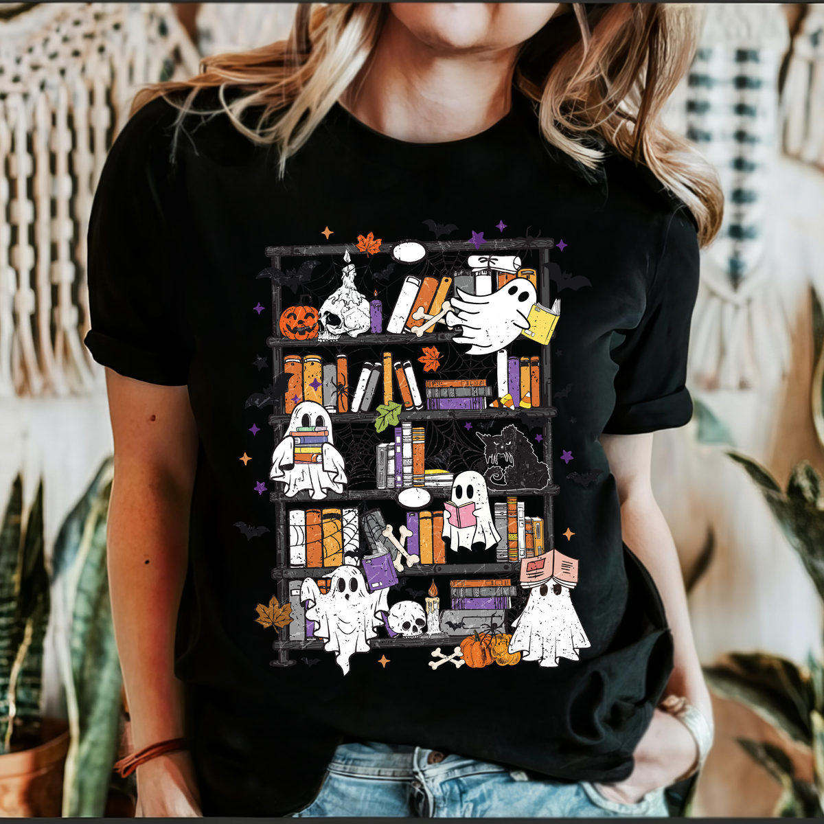Reading Ghosts Bookish Library Spooky Halloween Classic Edition Book Lover Graphic Tee