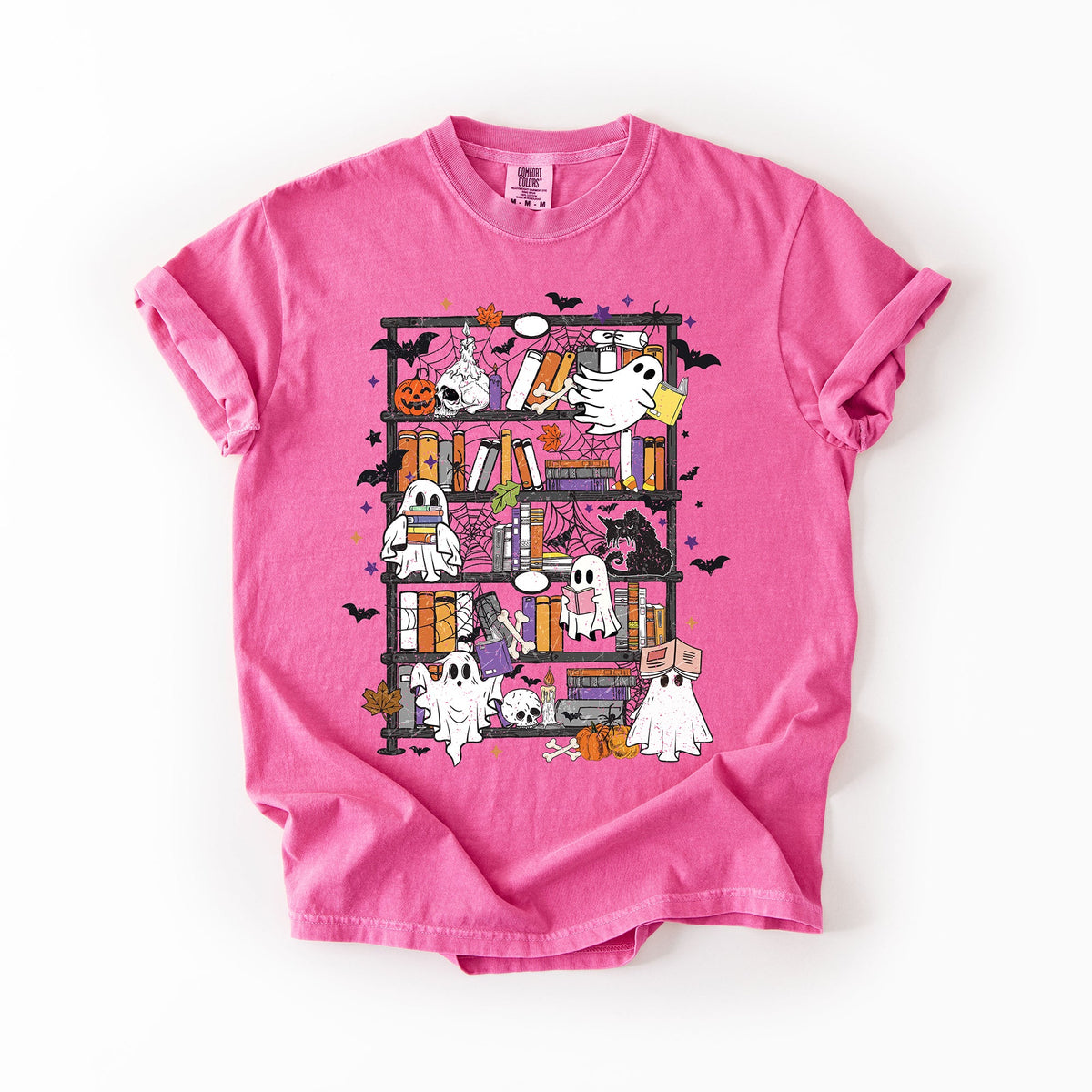 Reading Ghosts Bookish Library Spooky Halloween Booktok Classic Literary Lovers Cozy Comfort Colors Tee