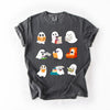 Reading Ghosts Halloween Library Books Scene Artwork Print Collection Comfort Colors Tee