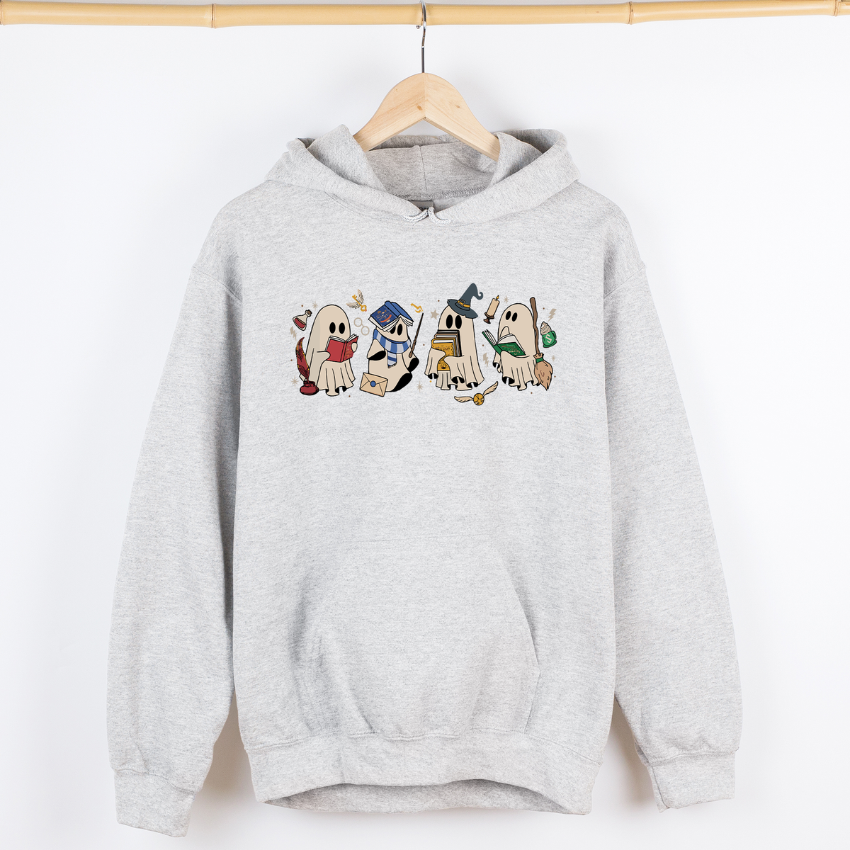 Reading Ghosts, Witches, Wizards of the Haunted Library at Midnight, Cozy Seasonal Favorite Graphic Hoodie