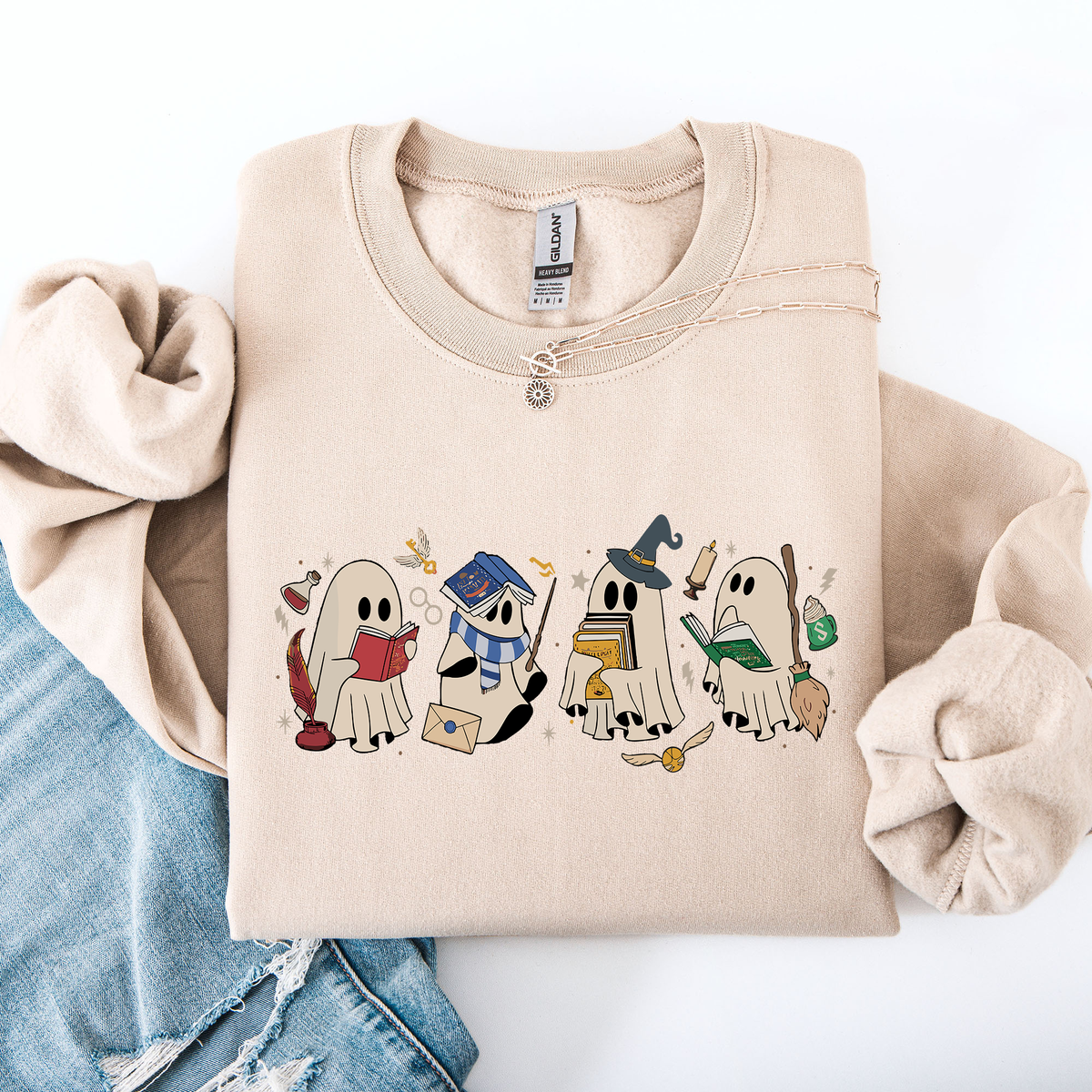 Reading Ghosts, Witches, Wizards, Halloween Graphic Sweatshirt