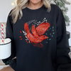 Red Bird Folk Art Scandinavian Winter Christmas Scene Cozy Festive Holiday Sweatshirt