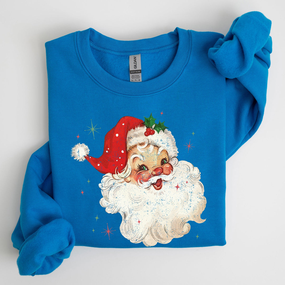 Red Retro Santa Claus Christmas Vintage Classic Snow Xmas Seasonal Ornament Sweatshirt