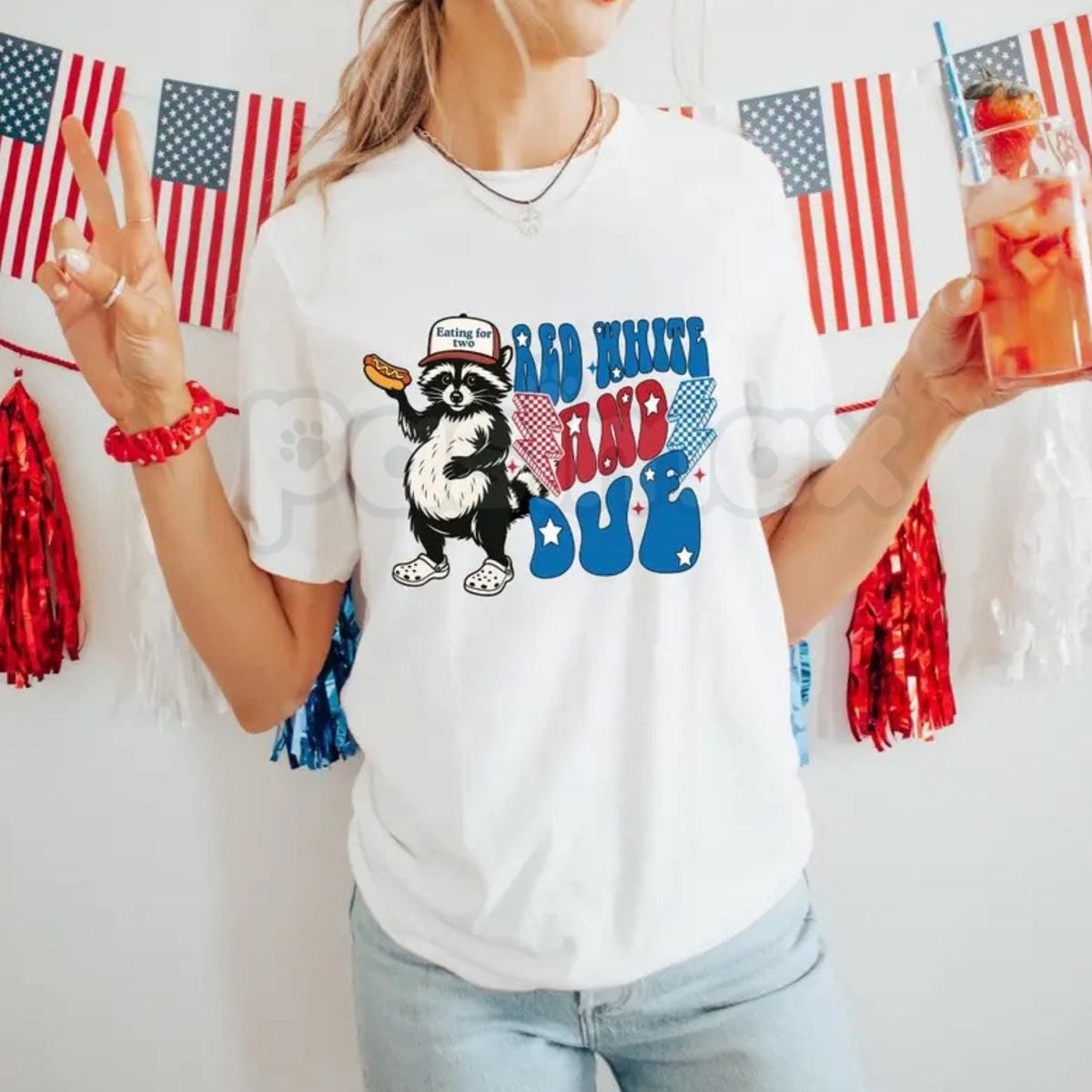 "Red, White, and Due" 4th of July Pregnancy Announcement T-Shirt – Funny American Mama Graphic Tee, Premium 100% Cotton Maternity Reveal Top, Soft Lived-In Heavyweight Patriotic Shirt, Made in USA