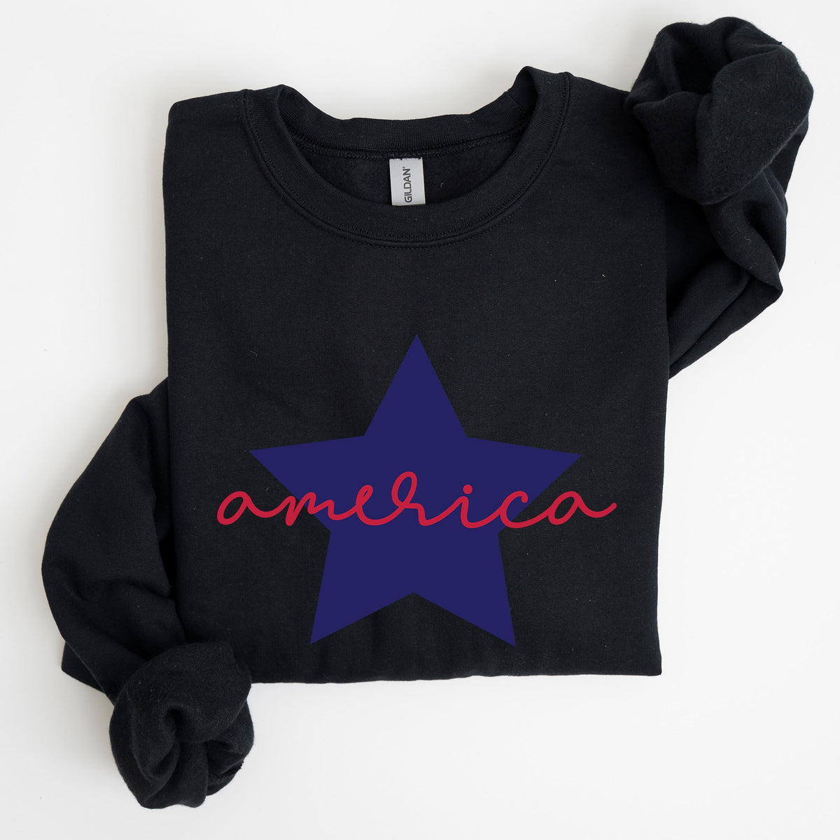Retro America Star Emblem Inspired By The American Flag Red White Blue Fourth Of July Heritage And Freedom Sweatshirt