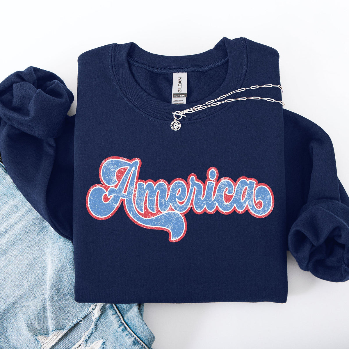 Retro America Grunge Vintage Patriotic USA 4th Of July Americana Style Sweatshirt