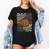 Retro Autumn Pumpkin and Flowers Fall Halloween Edition Vintage Inspired Floral Print Graphic Tee