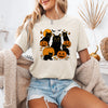 Retro Black Cats And Pumpkins Halloween Spooky Night Vintage Illustration Edition Graphic Tee