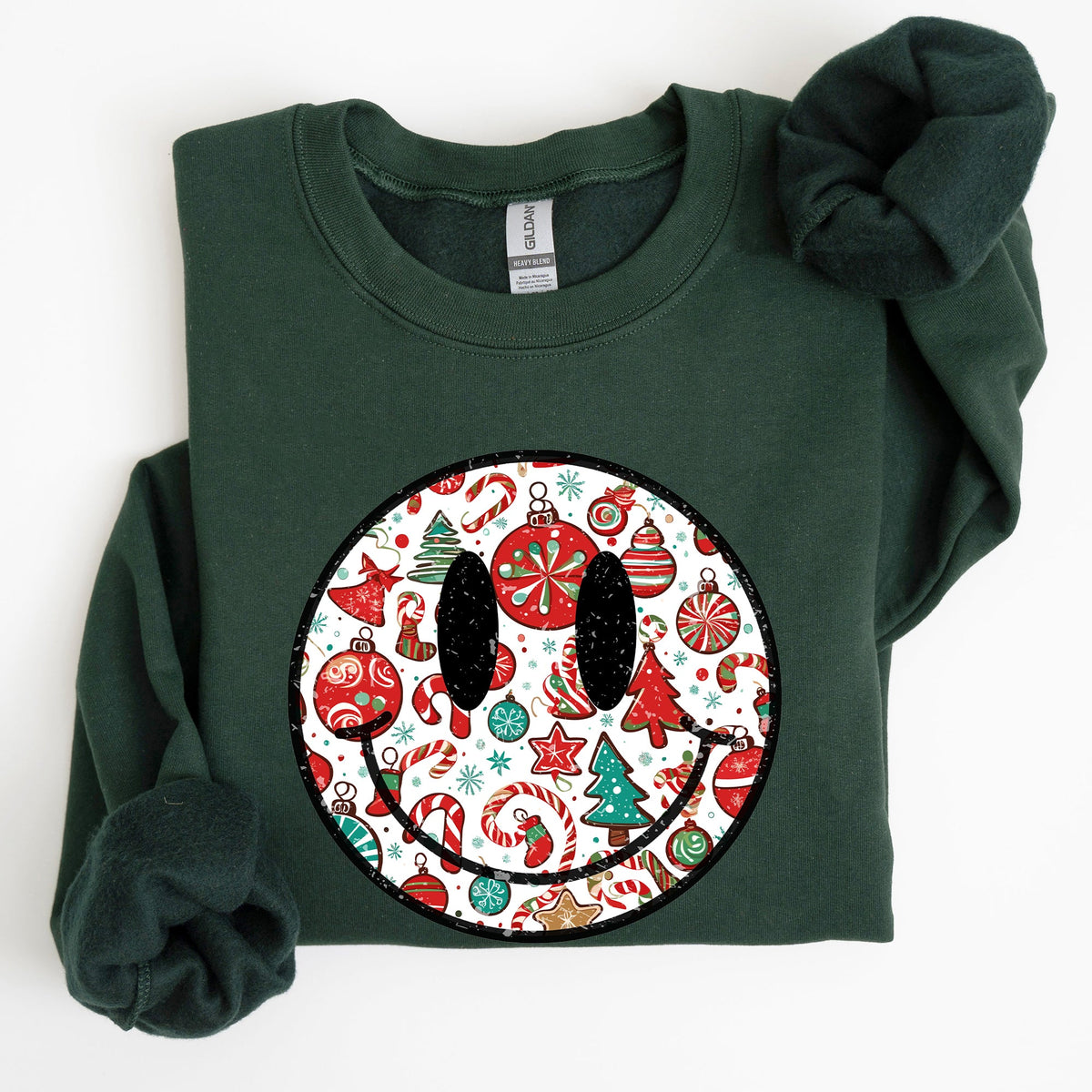 Retro Christmas Smiley Santa Xmas Winter Holiday Cheer Nostalgic Throwback Warmth Vintage Vibe Sweatshirt