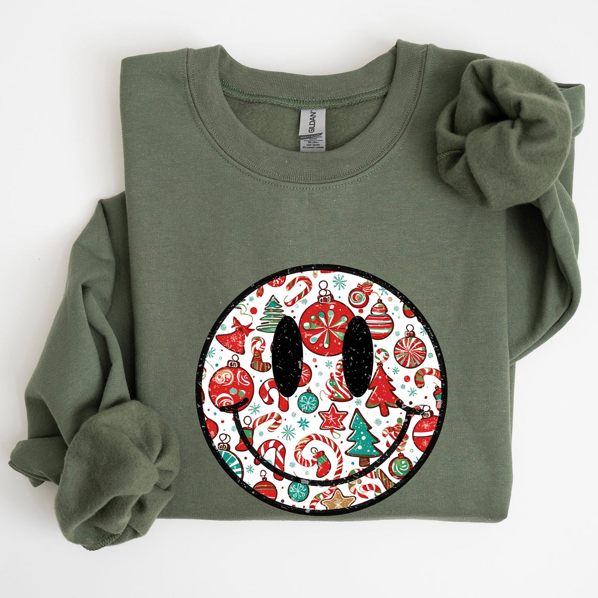 Retro Christmas Smiley Santa Xmas Winter Holiday Cheer Nostalgic Throwback Warmth Vintage Vibe Sweatshirt