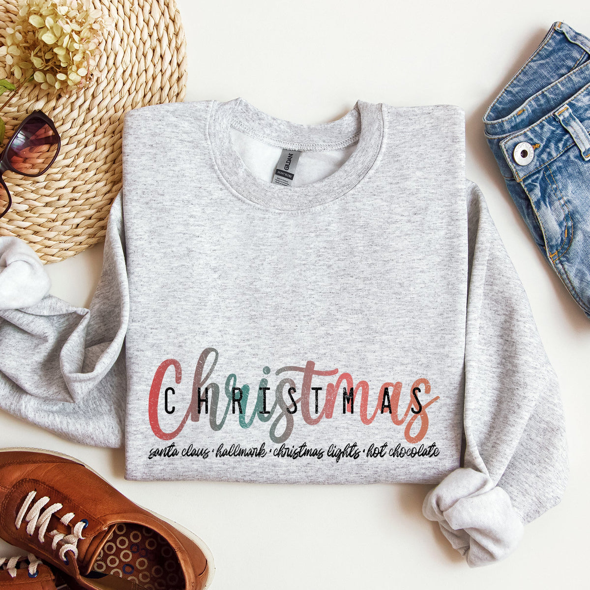 Retro Christmas Hallmark Best Things Seasonal Cozy Vintage Style Holiday Print Sweatshirt