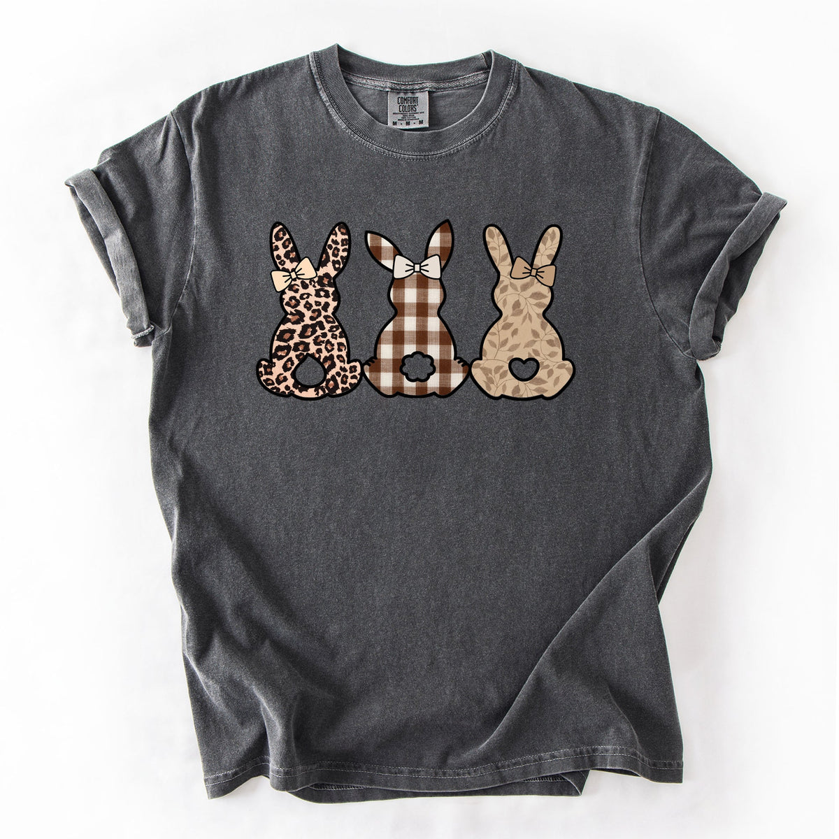 Retro Easter Bunnies Leopard Pattern Bunny Illustration Collection For Festive Style Comfort Colors Tee