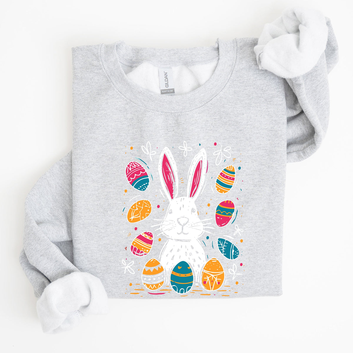 Retro Easter Bunny And Eggs Graphic With Nostalgic Pastel Palette And Whimsical Spring Vibes Sweatshirt