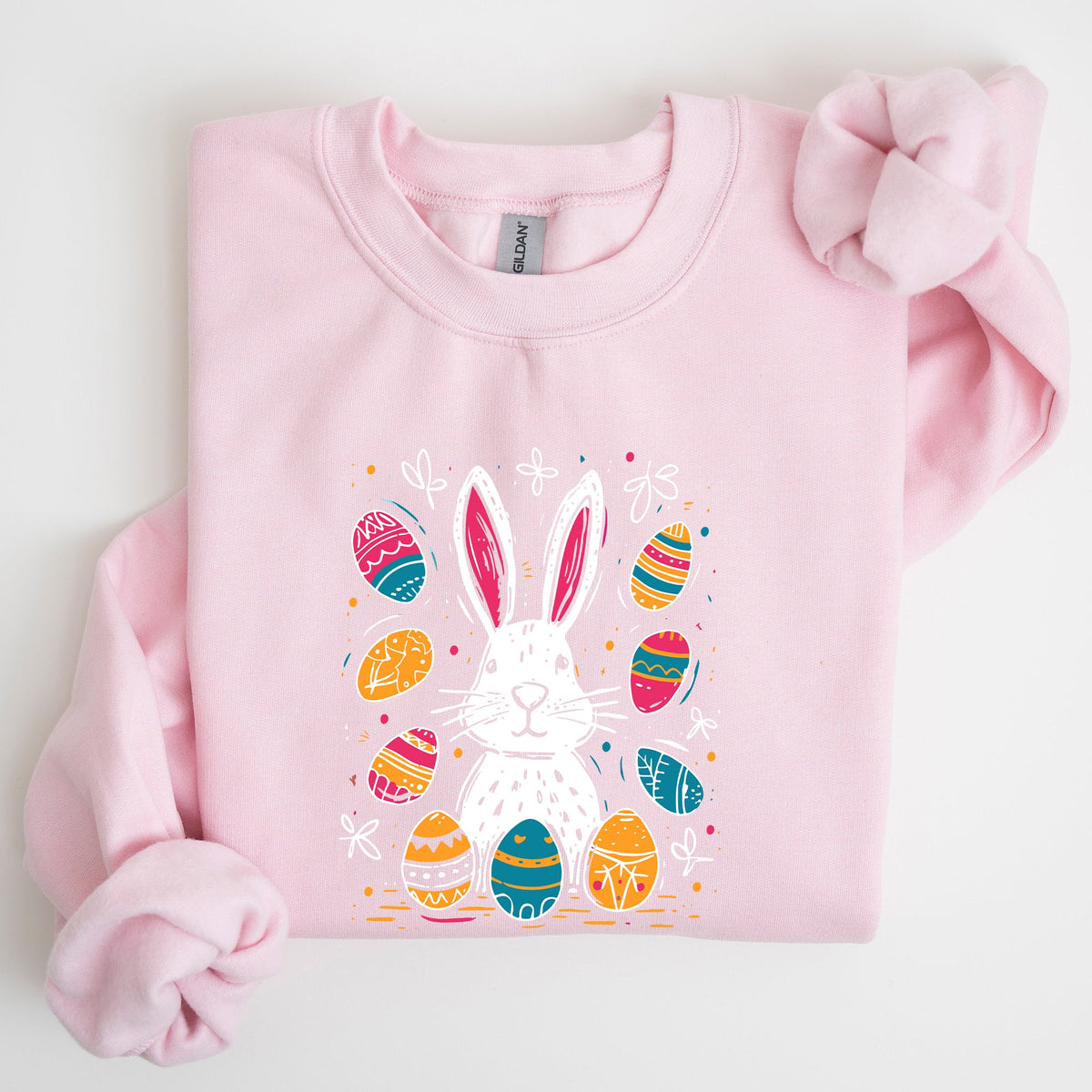 Retro Easter Bunny And Eggs Graphic With Nostalgic Pastel Palette And Whimsical Spring Vibes Sweatshirt