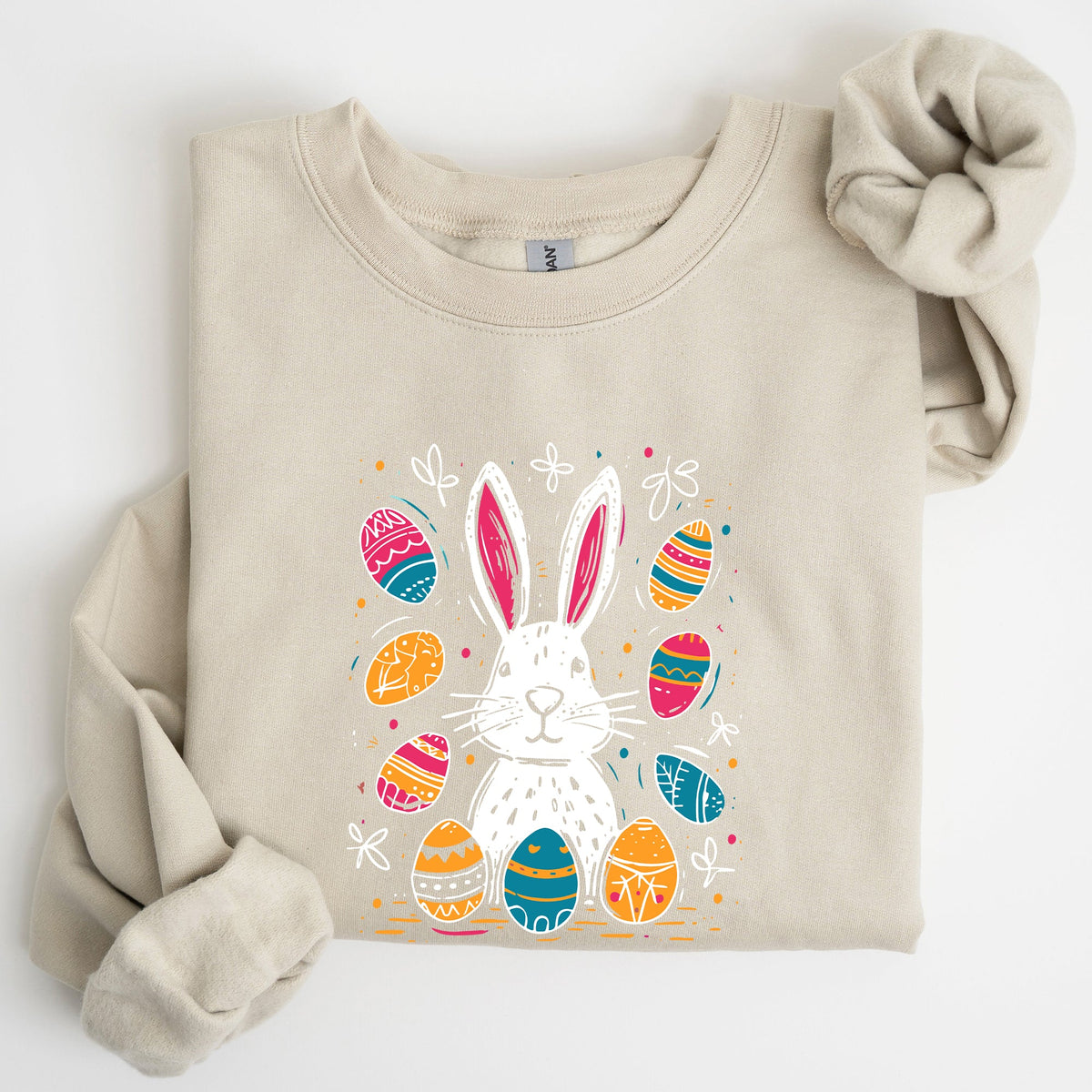 Retro Easter Bunny And Eggs Graphic With Nostalgic Pastel Palette And Whimsical Spring Vibes Sweatshirt