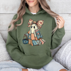 Retro Halloween Faux Denim Ghost Patchwork Spooky Ghost Coquette Hooded Sweatshirt