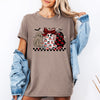 Retro Halloween Ghosts Checkered Pattern Vintage Playful Ghost Motif Graphic Tee
