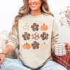 Retro Halloween Floral Pumpkin Pattern Sweatshirt For Cozy Autumn Layering Wardrobe Essential