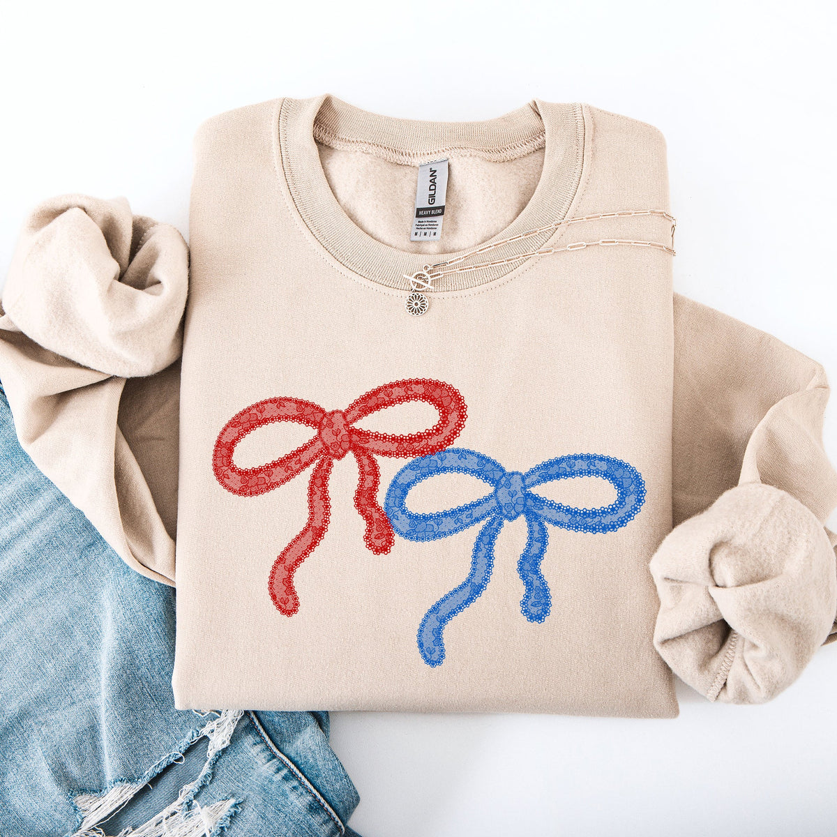 Retro Lace Patriotic America 4th Of July Vintage Print Graphic Premium Sweatshirt