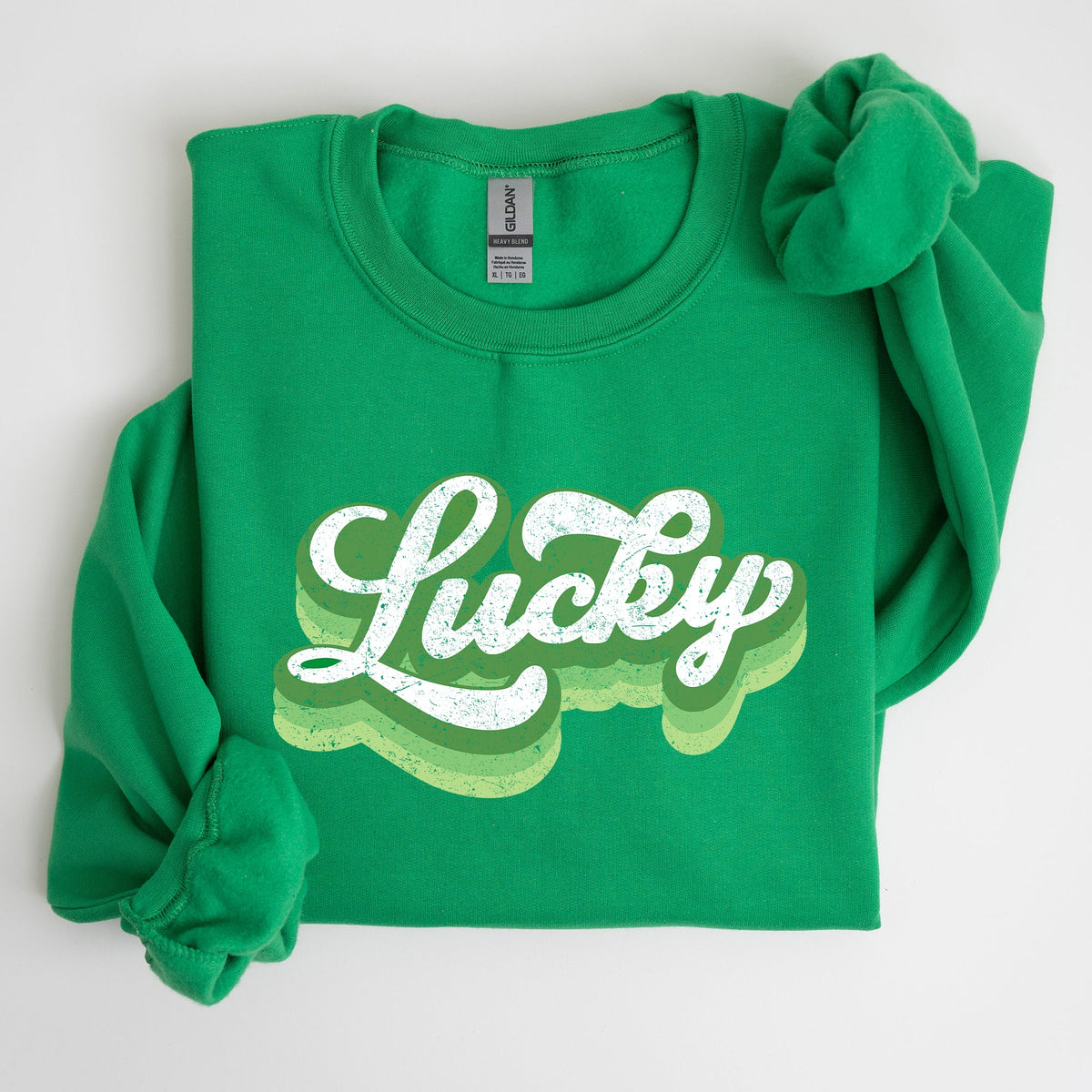Retro Lucky Vintage Style St Patrick's Day Clover Motif Classic Holiday Sweatshirt