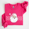 Retro Santa Checkered Pink Christmas Winter Snow Xmas Vintage Holiday Joyful Sweatshirt