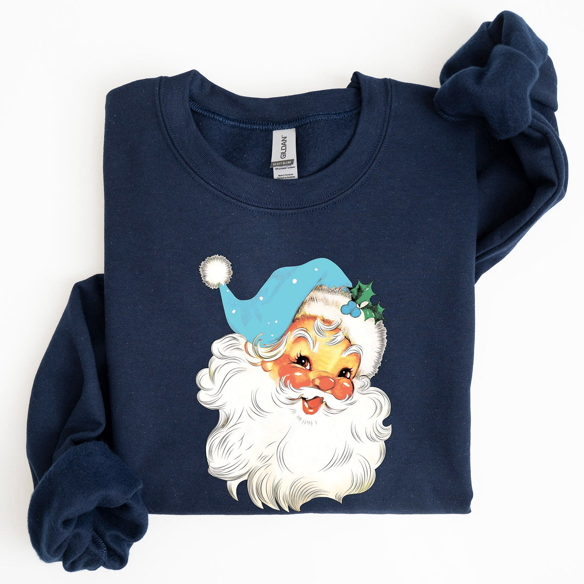 Retro Santa Classic Twinkle Christmas Winter Xmas Cozy Fleece-Lined Warm Sweatshirt