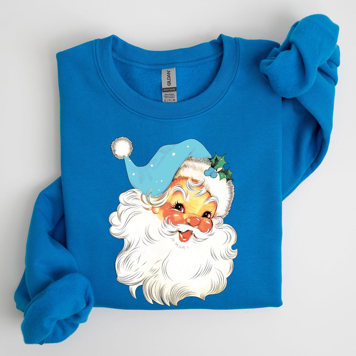 Retro Santa Classic Twinkle Christmas Winter Xmas Cozy Fleece-Lined Warm Sweatshirt